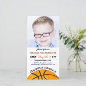 バスケットボールバースデーパーティースポーツフォト招待状 (スタンド正面)