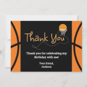 バスケットボールバースデーパーティータイポグラフィありがとう 招待状 (正面)