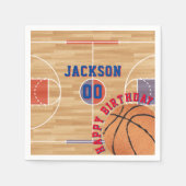 バスケットボールバースデーパーティー スタンダードカクテルナプキン (正面)