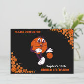 バスケットボールバースデーパーティー、バスケットボールプレーヤー 招待状 (スタンド正面)