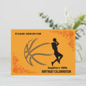 バスケットボールバースデーパーティー、バスケットボールプレーヤー 招待状 (スタンド正面)