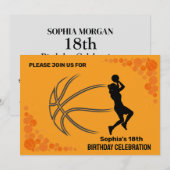 バスケットボールバースデーパーティー、バスケットボールプレーヤー 招待状 (正面/裏面)