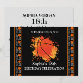 バスケットボールバースデーパーティー、バスケットボールプレーヤー 招待状 (正面/裏面)