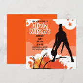 バスケットボールバースデーパーティー、バスケットボールプレーヤーInv 招待状 (正面/裏面)