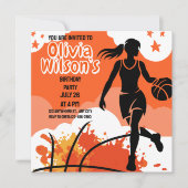 バスケットボールバースデーパーティー、バスケットボールプレーヤーInv 招待状 (正面)