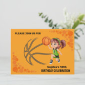 バスケットボールバースデーパーティー、バスケットボールプレーヤーInv 招待状 (スタンド正面)