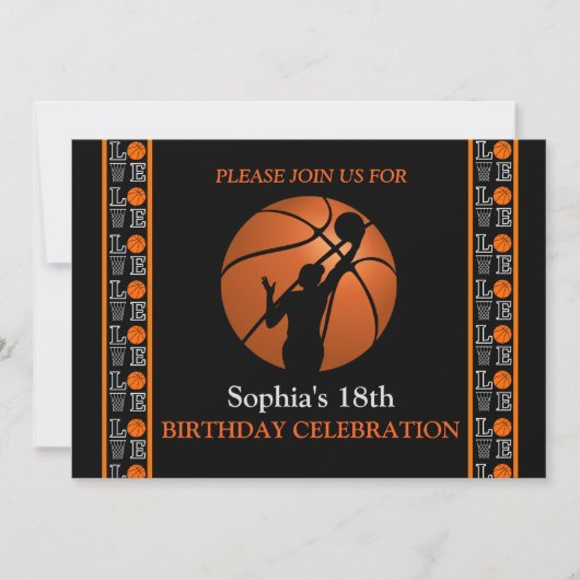 バスケットボールバースデーパーティー,バスケットボール選手インヴィ 招待状 (正面)