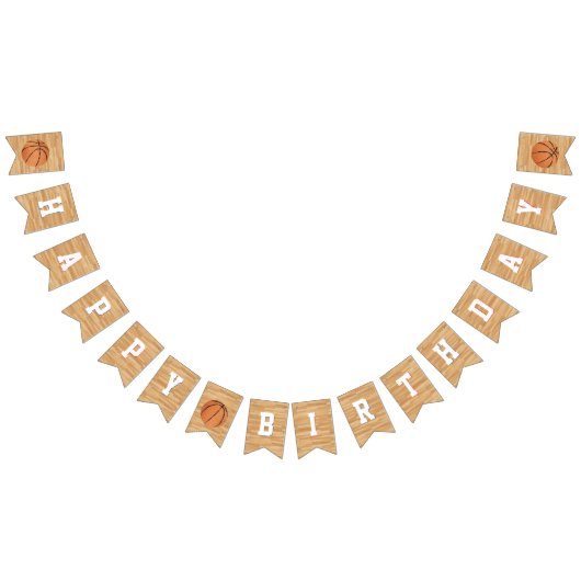 バスケットボールバースデーパーティー バンティングフラッグ (全)