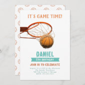 バスケットボールバースデーパーティー 招待状 (正面/裏面)