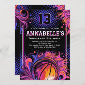 バスケットボールバースデーパーティー 招待状 (正面/裏面)