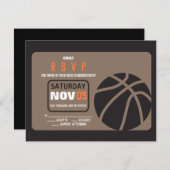 バスケットボールバー（ユダヤ教の）バル・ミツバー招待状返信カード 招待状 (正面/裏面)