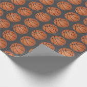 バスケットボールパターンのダークグレーラッピング紙 ラッピングペーパー (角)
