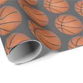 バスケットボールパターンのダークグレーラッピング紙 ラッピングペーパー (ロールコーナー)