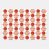 バスケットボールパターンスポーツハッピーバースデー ラッピングペーパーシート (正面2)