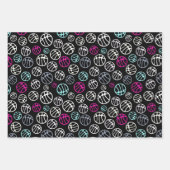 バスケットボールパターンスポーツ黒白 ラッピングペーパーシート (正面2)