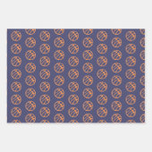 バスケットボールパターンパープルオレンジ名 ラッピングペーパーシート (正面2)