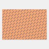 バスケットボールパターンパープルオレンジ名 ラッピングペーパーシート (正面)