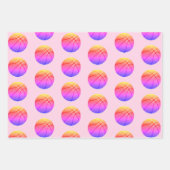 バスケットボールパターンピンクキッズネームスポーツ ラッピングペーパーシート (正面2)