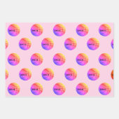 バスケットボールパターンピンクキッズネームスポーツ ラッピングペーパーシート (正面)