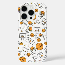 バスケットボールパターン名前をカスタムするの電話ケース iPhone 16 PROケース