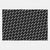 バスケットボールパターン白黒の名前 ラッピングペーパーシート (正面)