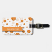 バスケットボールパターン（白） ラゲッジタグ (正面横)