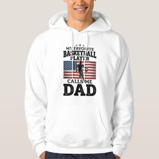 バスケットボールパパ愛国ビンテージ風彫刻Tシャツ パーカ (正面)