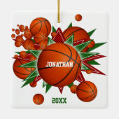 バスケットボールパンアウト男の子スポーツ記念記念 セラミックオーナメント (裏面)