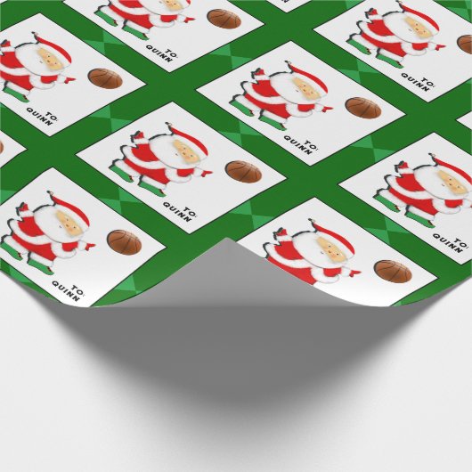 バスケットボールパーソナライズされたのクリスマスプレゼント ラッピングペーパー (角)