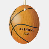 バスケットボールパーソナライズされたのクリスマス セラミックオーナメント (右)
