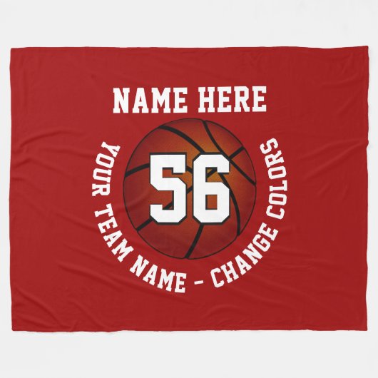 バスケットボールパーソナライズされたのシニア・ナイト・ギフト フリースブランケット (正面(横))