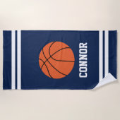 バスケットボールパーソナライズされたをテーマにした子ども ビーチタオル (正面)
