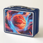 バスケットボールパーソナライズされたをテーマにした メタルランチボックス (裏面)