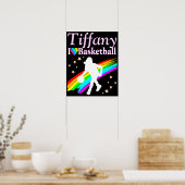 バスケットボールパーソナライズされたガールプレイヤーポスター ポスター (キッチン)