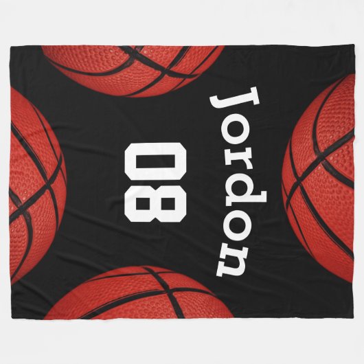 バスケットボールパーソナライズされたチーム名毛布 フリースブランケット (正面(横))