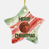バスケットボールパーソナライズされた格言クリスマス セラミックオーナメント (裏面)