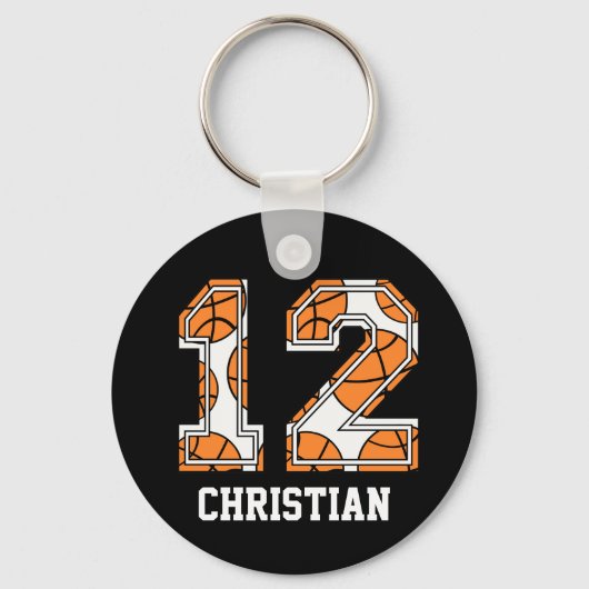バスケットボールパーソナライズされた番号12 キーホルダー (正面)