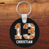 バスケットボールパーソナライズされた番号13 キーホルダー (正面)