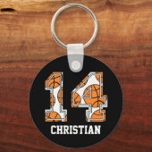 バスケットボールパーソナライズされた番号14 キーホルダー (正面)