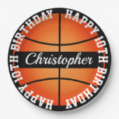 バスケットボールパーソナライズされた誕生日 ペーパープレート (正面)