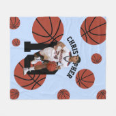 バスケットボールパーソナライズされた選手 フリースブランケット (正面(横))