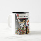 バスケットボールパーソナライズされた選手 – 男性の漫画 ツートーンマグカップ (正面左)