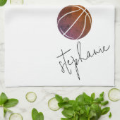 バスケットボールパーソナライズされた キッチンタオル (折り畳み)