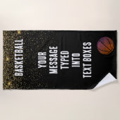 バスケットボールパーソナライズされた，バスケットボールギフトアイディア ビーチタオル (正面)