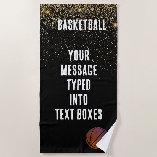 バスケットボールパーソナライズされた，バスケットボールギフトアイディア ビーチタオル (正面)