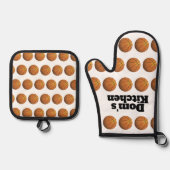 バスケットボールパーソナライズされた 鍋つかみ&鍋敷きセット (正面)