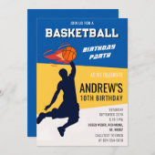 バスケットボールパーソナルバースデー招待パーティー 招待状 (正面/裏面)