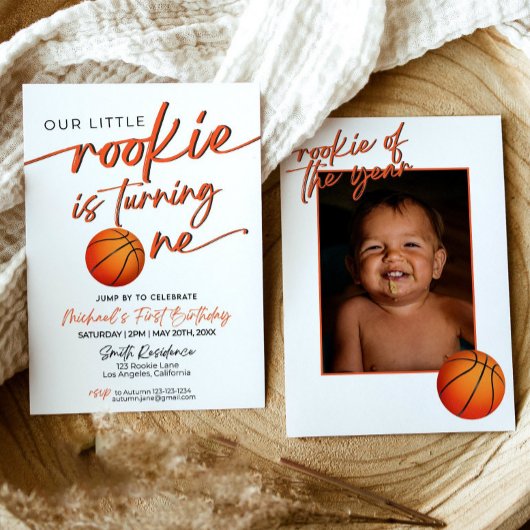 バスケットボールパーティの招待状ルーキーイヤー 招待状