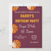 バスケットボールパーティの招待状編集可能 招待状 (正面)