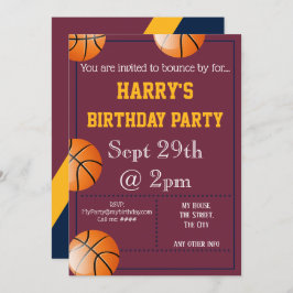 バスケットボールパーティの招待状編集可能 招待状